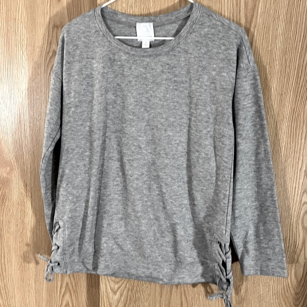 Sunday Light Gray Side Drawstring Oversized Crew Sweatshirt